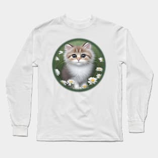 Fluffy cat with big eyes Long Sleeve T-Shirt